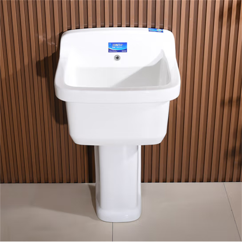 拖把池家用阳台陶瓷拖布池墩布池高脚拖把盆卫生间商用户外院 03池+40柱脚高清大图