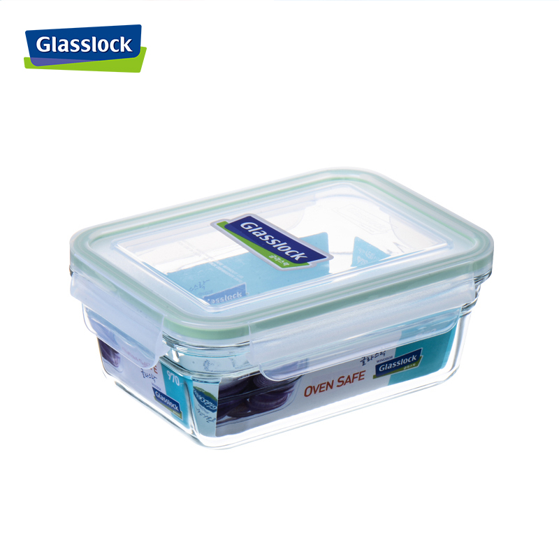 三光云彩((GLASSLOCK)钢化耐热玻璃单品保鲜盒 便当盒耐摔饭盒防漏230℃微波炉烤箱可用 970ml密封保鲜盒