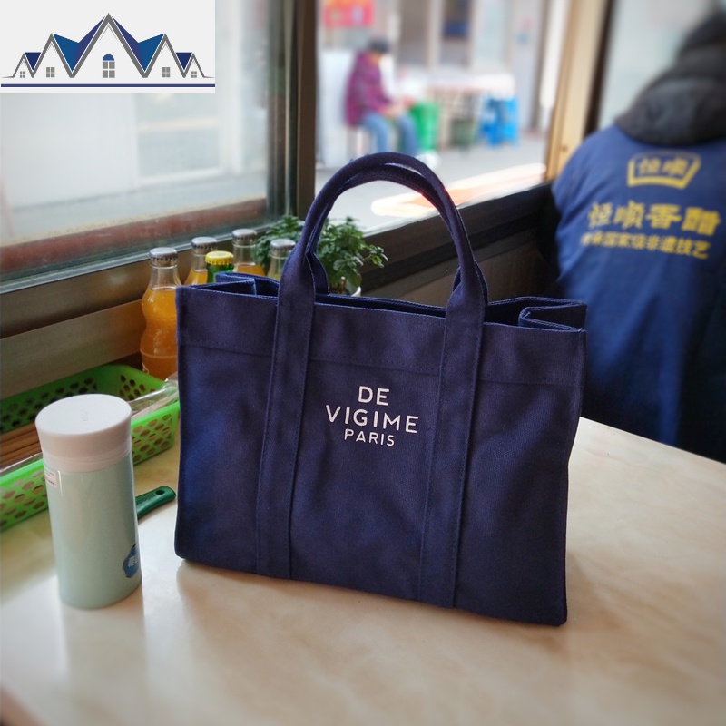 韩版便当包饭盒袋女手提拎包帆布英文大容量餐包购物包学生带饭袋 三维工匠收纳包高清大图