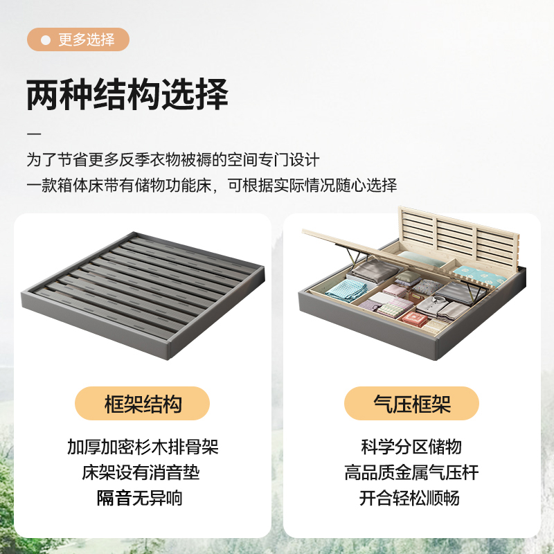 欧梵森 意式轻奢真皮床1.8米主卧大床智能床头暖灯软包储物床1.5m皮艺床现代简约婚床双人床高清大图