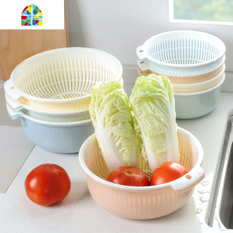 家用双层塑料沥水篮洗水果篮菜篮厨房淘菜篮子篮沥水篮
