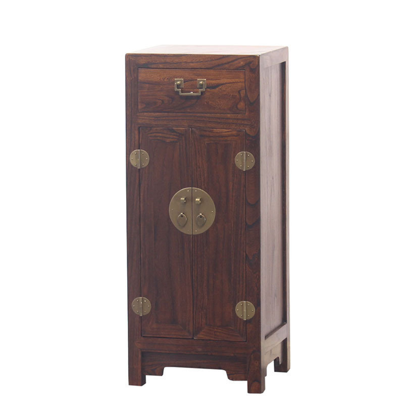 森美人新中式榆木角柜条柜收纳复古现代简约转角柜小玄关柜