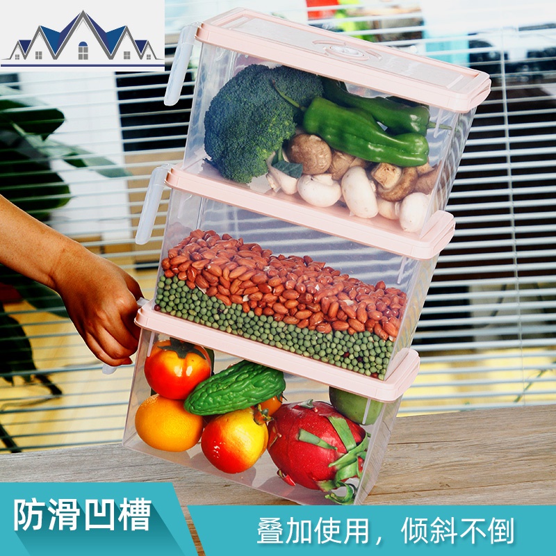 冰箱保鲜收纳盒食物长方形鸡蛋蔬菜抽屉式塑料储物整理盒冷冻收纳 三维工匠高清大图