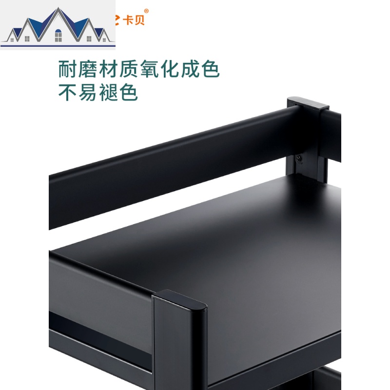 厨房微波炉置物架 落地家用1层烤箱架调料用品收纳架黑色架子 三维工匠高清大图