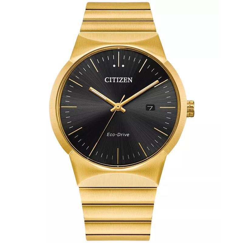 西铁城(CITIZEN)光动能三眼计时男款商务休闲防水不锈钢腕表