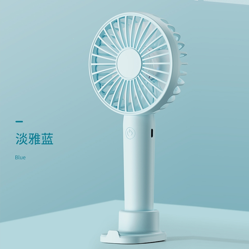 宿舍办公室床上婴儿手拿握小型小电风扇台扇大风力台_淡雅蓝2000毫安