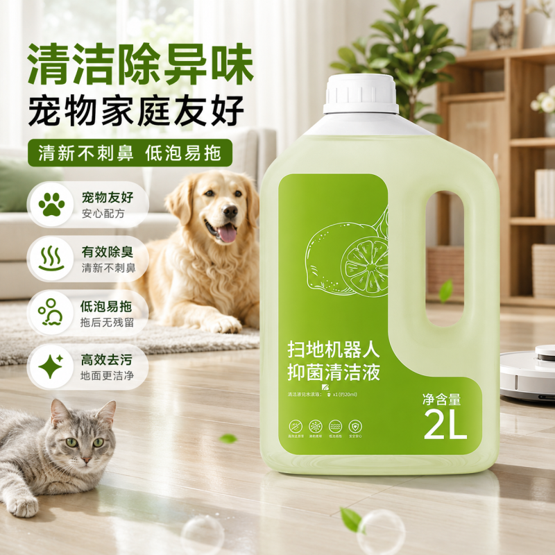 适配科沃斯地面清洁液扫地机器人专用清洁剂配件地板清洗剂液2L装*3高清大图