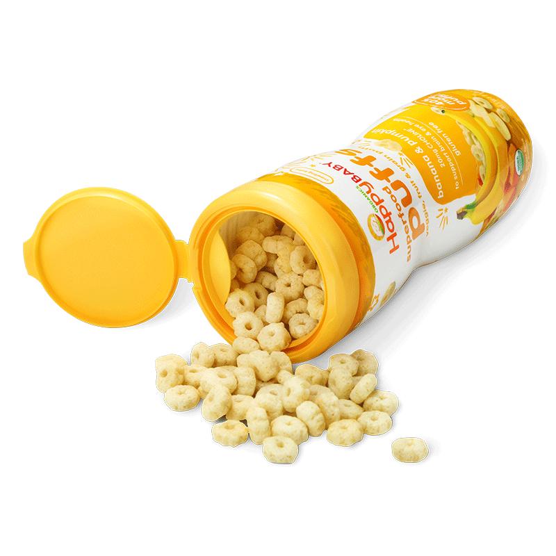 禧贝（happy baby）香蕉南瓜味有机泡芙 60g/罐装（桶装） 宝宝零食点心 原装进口 6个月以上