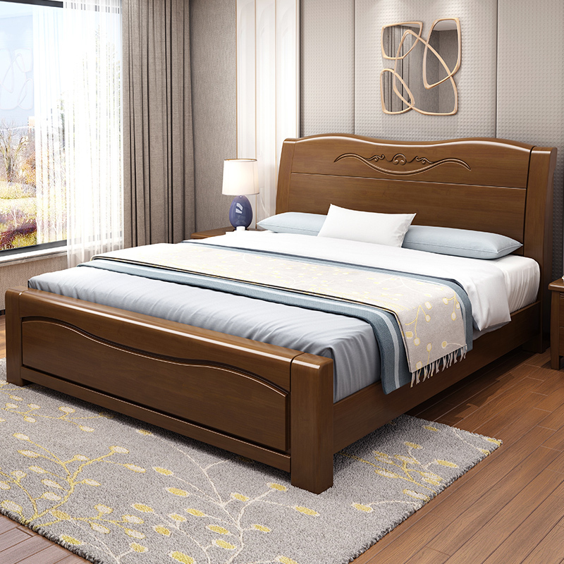 宜木雅居床实木床简约现代双人床180cm200cm实木15m木质床头主卧双人