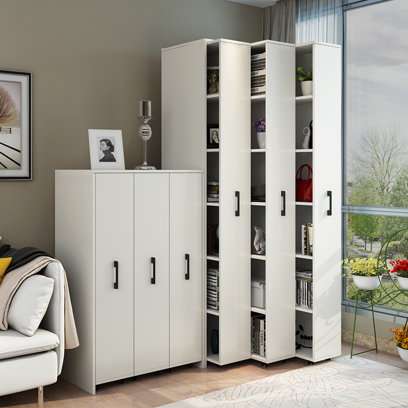 可移动书柜闪电客推拉书架带轮抽屉式组合储物柜收纳柜隐形书柜隐藏