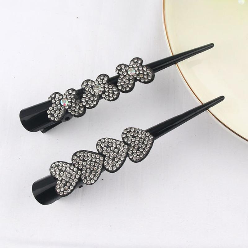 夹发夹黑色尖嘴夹抓夹后脑勺鸭嘴夹盘发夹子头饰发卡大号珍珠款牛角夹