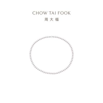 周大福至真系列复古港风925银珍珠项链T80187精品