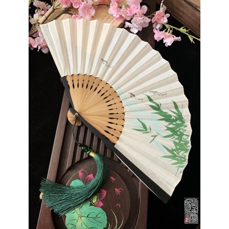 中国风扇子文艺风折扇小清新水墨汉字折扇子男女情侣扇无心小7寸三维