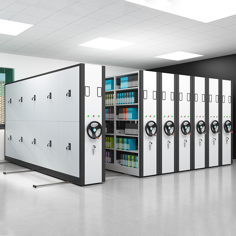 尔迈密集架移动档案室柜资料柜电动轨道文件柜铁皮柜一列四组