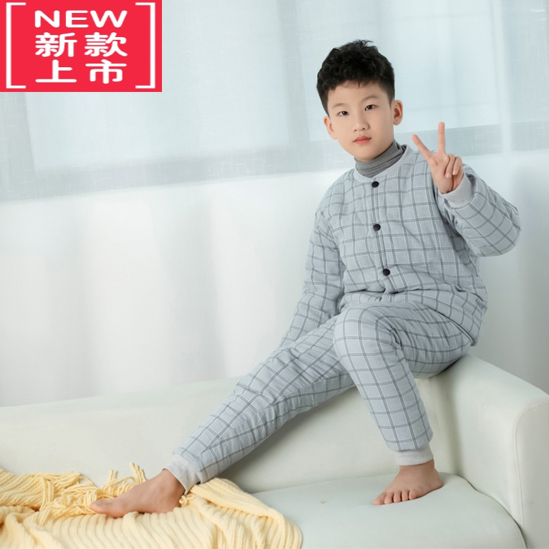 可莉允花儿童棉衣家居服校服器内胆中大童男女童宝宝棉服冬季格子