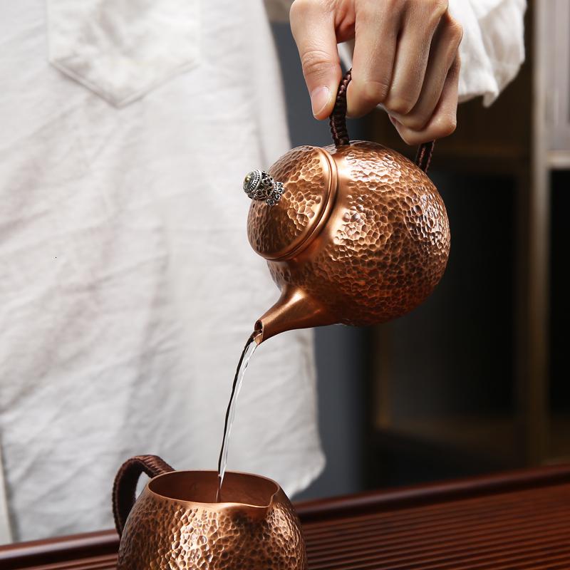 家柏饰(CORATED)紫铜泡茶壶家用锤纹复古冲茶器手工铜制功夫茶器单个190287z高清大图