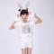 小白兔动物演出服装 幼儿粉兔舞蹈表演服装 儿童小兔子卡通造型服 白色 短款发卡 100