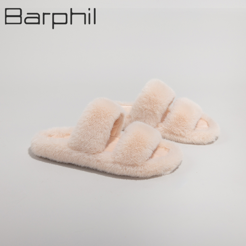Barphil棉拖鞋女家居室内秋冬季百搭软底踩屎感毛毛拖鞋保暖舒适