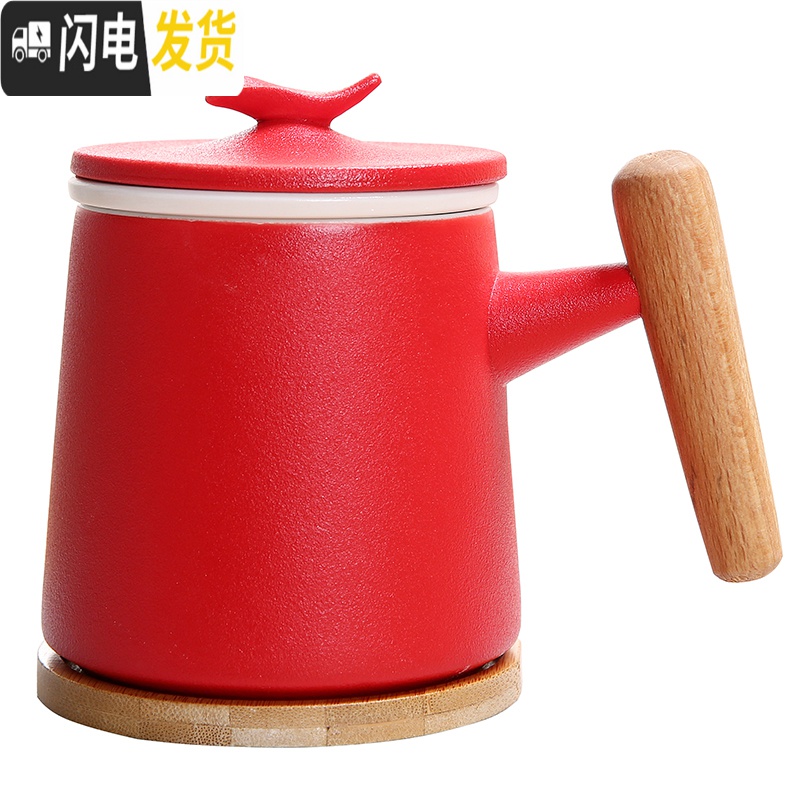 三维工匠定制生肖老鼠本命年礼品杯子送爸妈男女朋友陶瓷马克杯茶杯礼盒装 红色木柄杯带过滤-鼠年19款《礼盒装》创意陶瓷高清大图