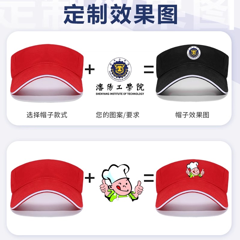太阳帽定制印logo遮阳帽订制 空顶帽[斜纹棉] 颜色备注高清大图