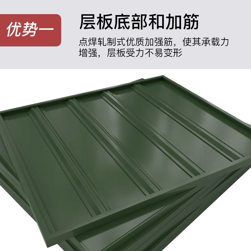 尔迈 装备架盾牌架器材架物资存放架军绿色货架2*2*0.6m 300kg/层高清大图
