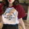 胖mm大码棉质t恤短袖女2022新款夏装宽松显瘦ins潮遮肚插肩袖上衣莎丞