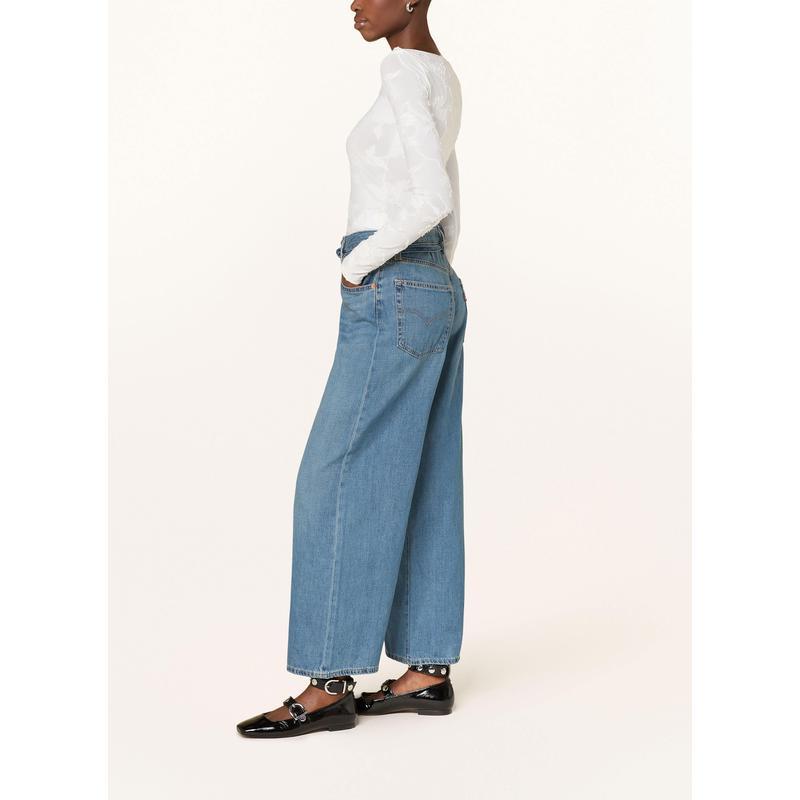 Levi’s女士高腰直筒牛仔裤ZIP飞边五口袋做旧加固