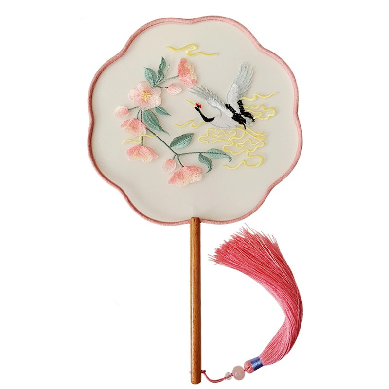 绣花扇子机绣刺绣宫扇花瓣出国送礼中国风古风汉服跳舞蹈扇子女三维