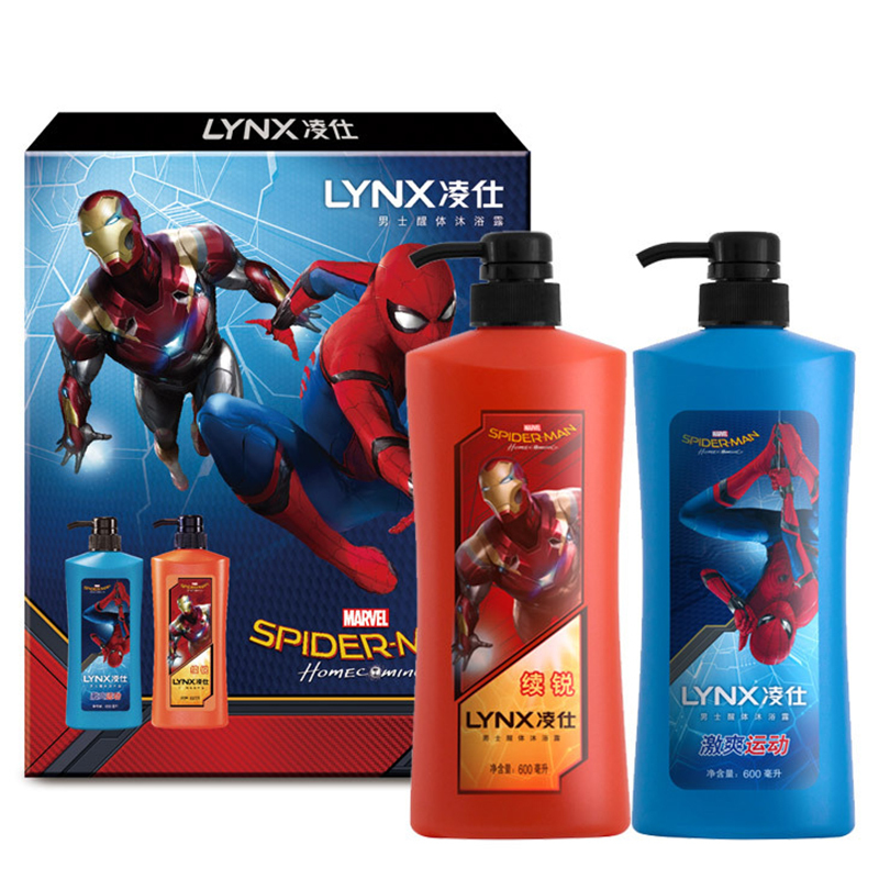 凌仕(Lynx)男士醒体沐浴露激爽运动600ml+续锐600ml(漫威版)[联合利华]