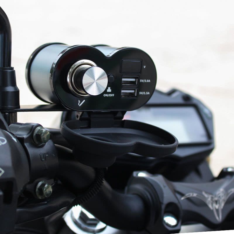 摩托车点烟器usb防水手机充电器12v充手机车载多功能快充改装配件|A款充电器(铝合金外壳)红色图片