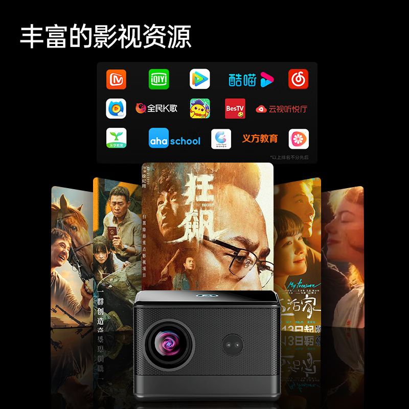 爱国者(aigo)H28 投影仪家用 智能投影机家庭影院(自动对焦校正 自动入幕 悬浮音箱 自动避障)