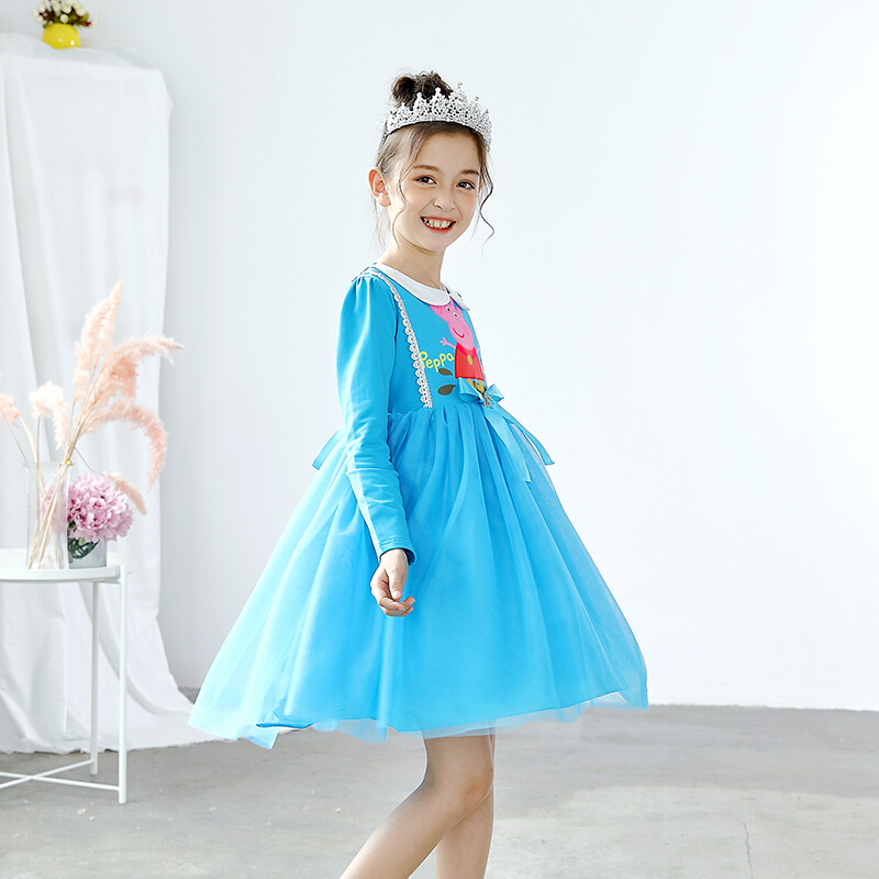 小猪佩奇公主裙子女童春秋长袖连衣裙3岁女宝宝佩琪童装4女孩衣服