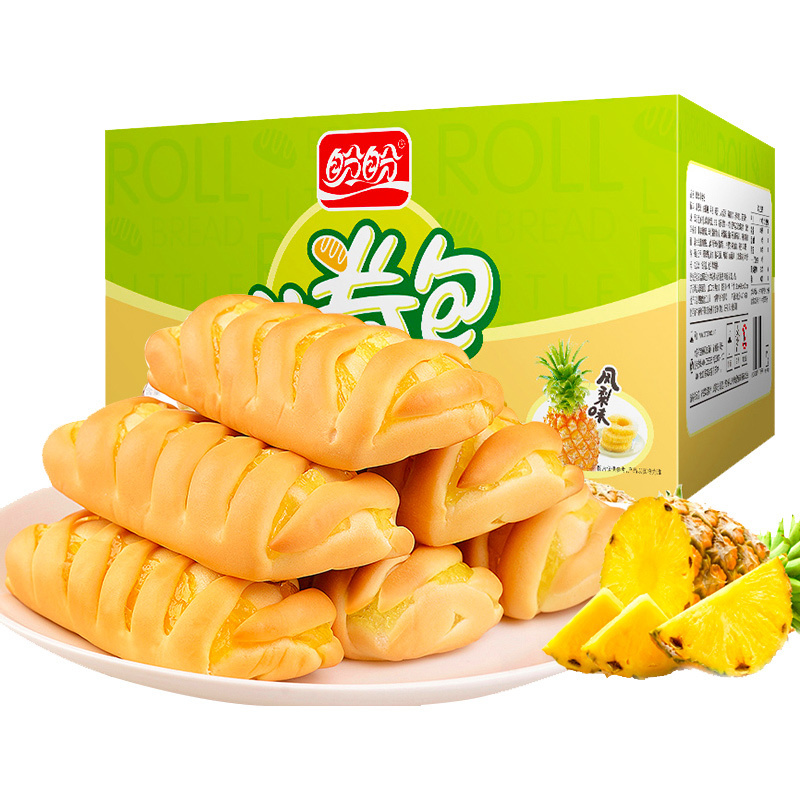 盼盼小卷包凤梨味1050g*1箱面包糕点整箱早餐包手撕休闲儿童零食