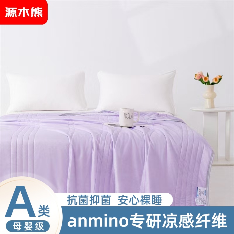 源木熊凉感丝冰淇淋抗菌空调被夏凉被灰色(尺寸:1.8*2米)礼盒款紫色XS高清大图