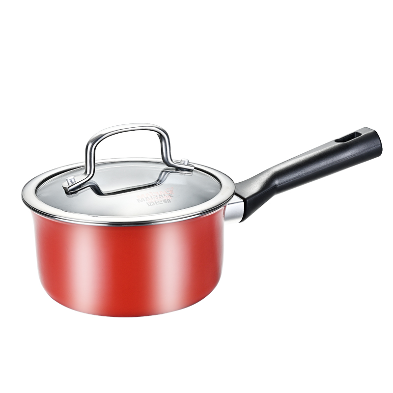 迈巴勒 M-2410 无涂层钛金陶钢珐琅小奶锅 玫红色 22cm