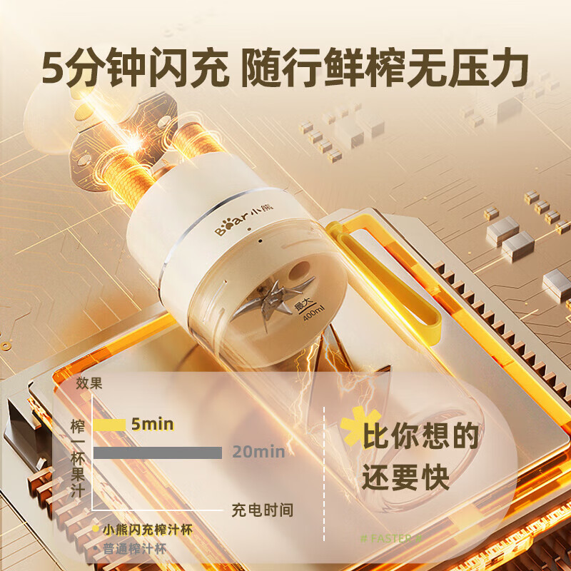 小熊(Bear)便携式榨汁机家用水果小型充电迷你榨汁杯高清大图