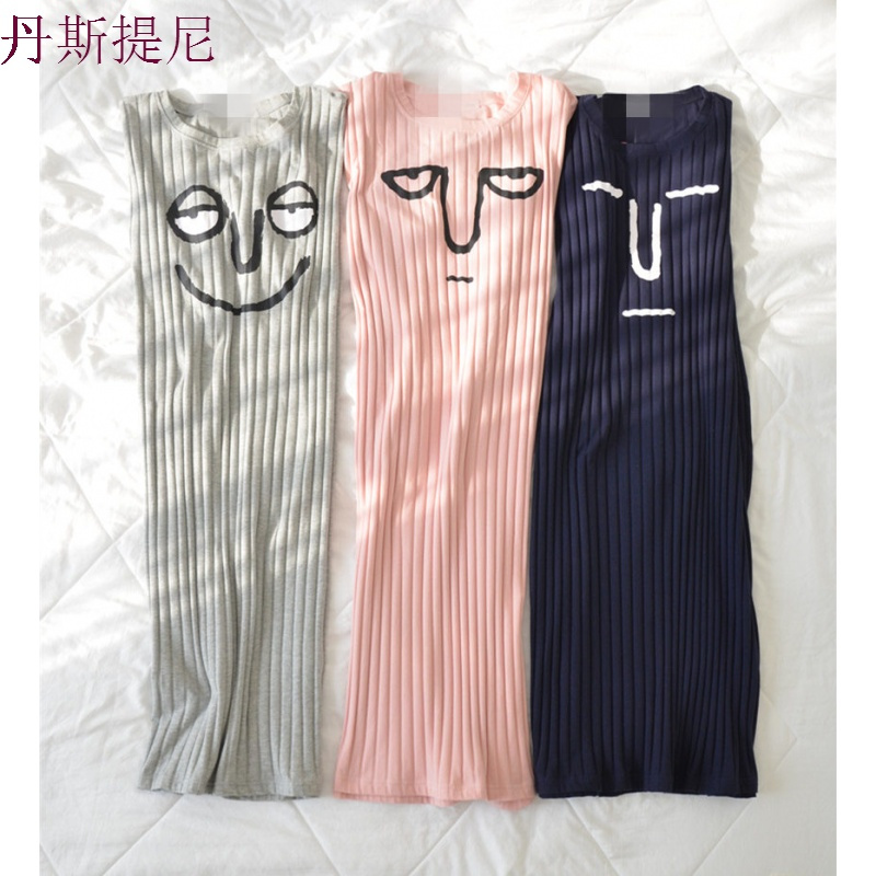 卡通搞怪表情睡裙春秋夏加肥胖MM孕妇加大码纯棉睡衣女韩版200斤