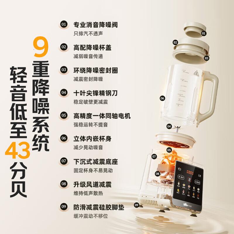 小熊(Bear)破壁机家用多功能降噪预约全自动免过滤豆浆机榨汁机料理机1.75升大容量3-5人G12H1高清大图