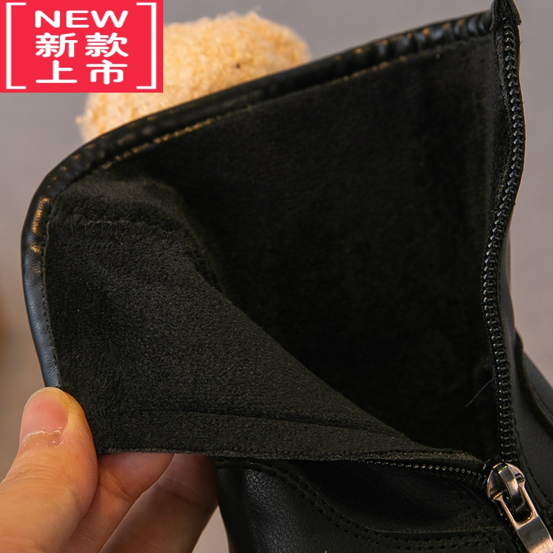 可莉允女童靴子2022冬季新款儿童鞋子加绒二棉高筒靴皮靴长靴洋气公主鞋