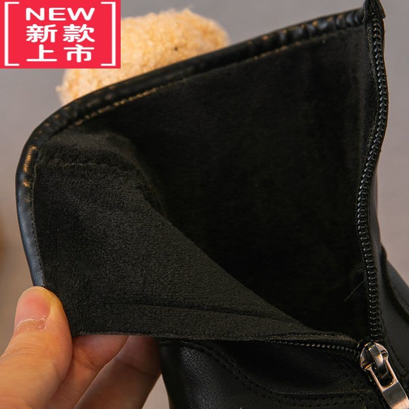 可莉允女童靴子2022冬季新款儿童鞋子加绒二棉高筒靴皮靴长靴洋气公主鞋图片