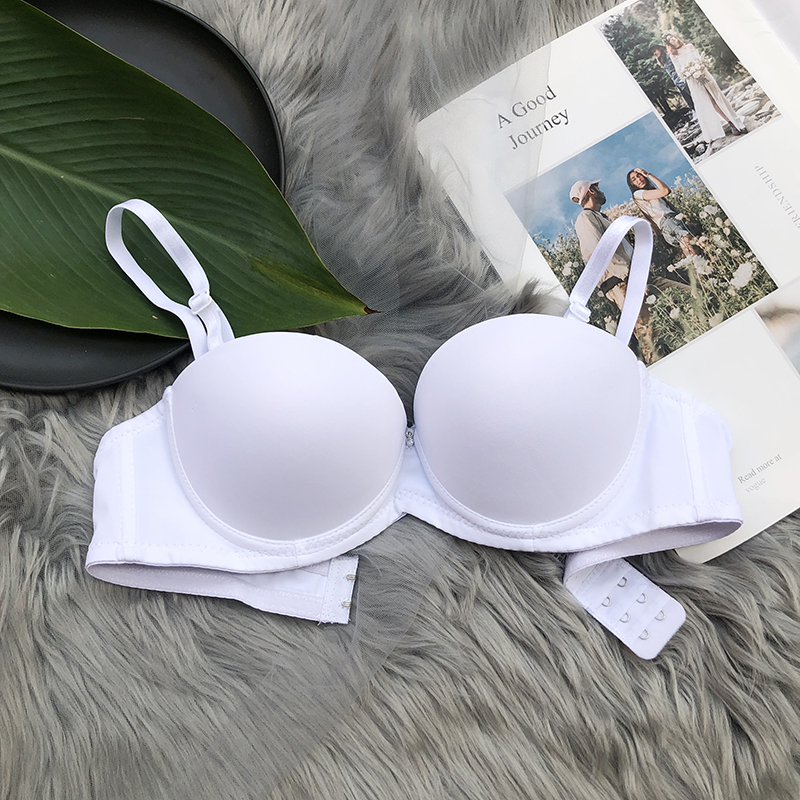 二分之一半罩杯文胸婚纱礼服白色聚拢小胸性感光面平胸不空杯内衣胸罩