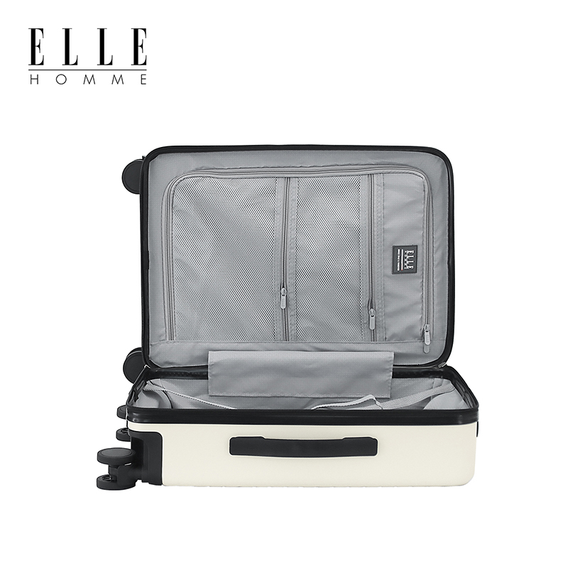 ELLE HOMME EH23082622 前开盖带USB充电接口拉杆箱 26寸象牙白高清大图