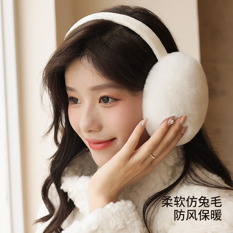 可折叠耳罩男女冬季保暖防风防冻整体可拆卸记忆发箍简约毛绒耳包