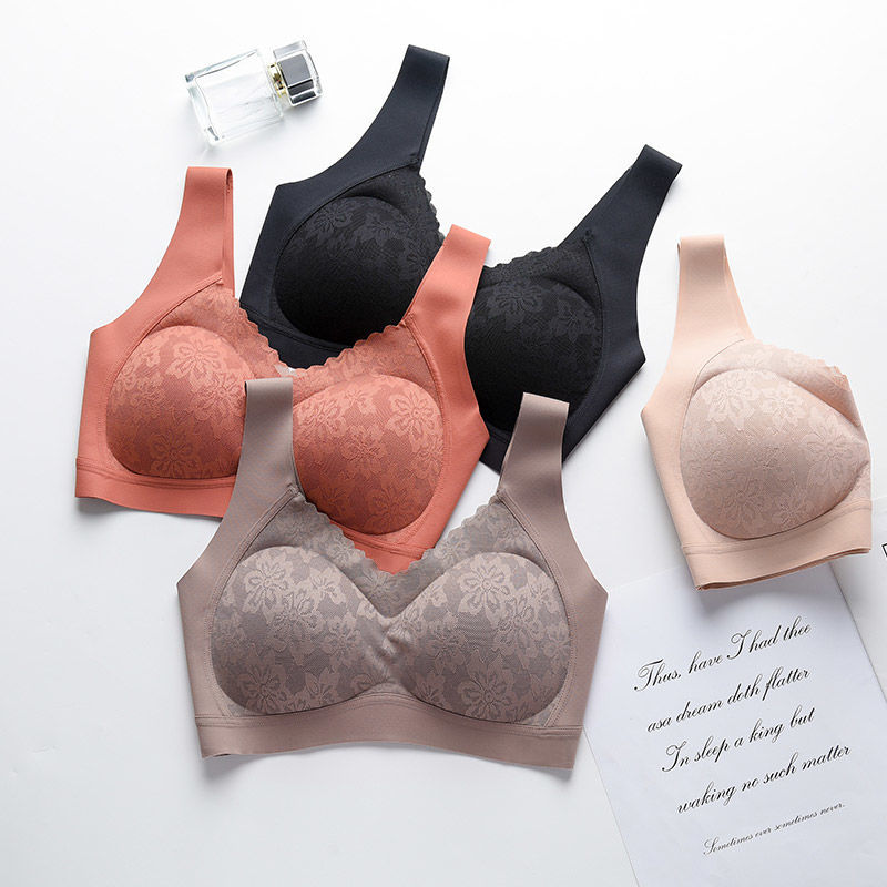乳胶内衣女无钢圈美背小胸聚拢收副乳托背心式文胸高清大图
