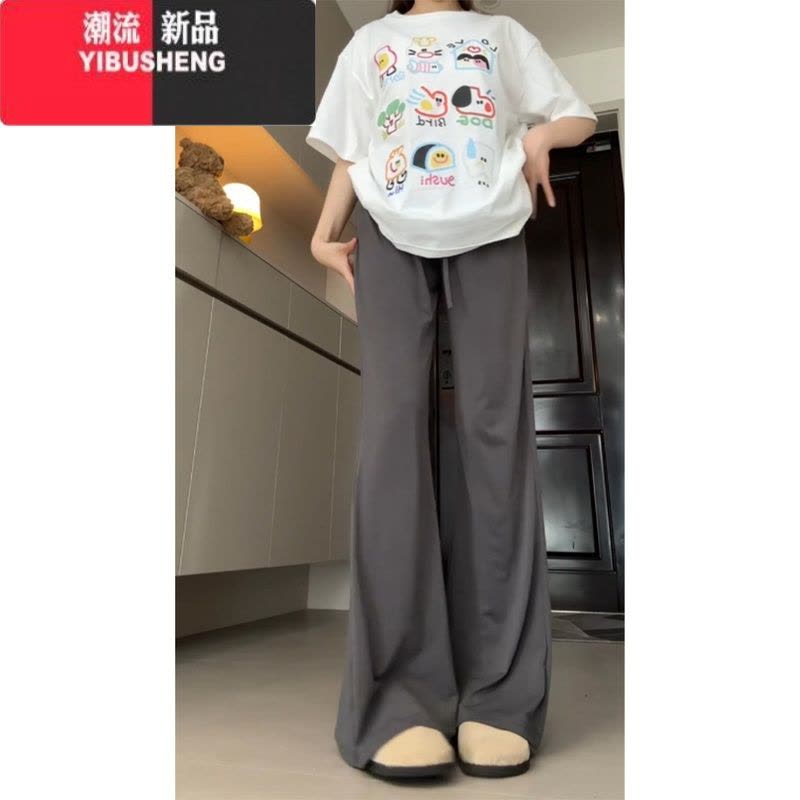 YIBUSHENG美式复古微喇叭休闲裤女季薄款防晒速干修身显瘦瑜伽运动长裤子图片