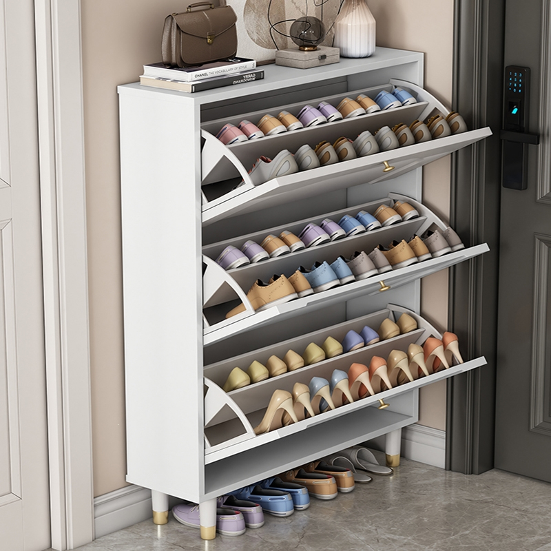 古达奶油风翻斗鞋柜家用门口鞋架入户玄关柜一体简易鞋架