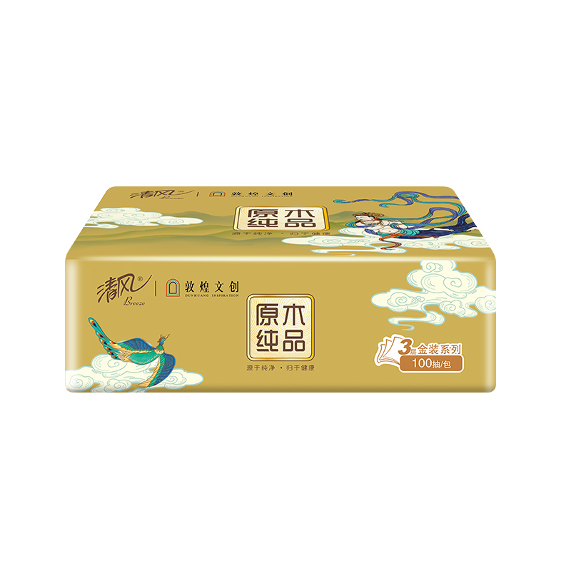 清风 敦煌文创 原木纯品系列3层100抽 AR60SDH 6包*1提高清大图