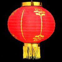 圆16寸全红2个 (2只价格)日韩式舞蹈道具金边全红圆灯笼 酒店商场节庆装饰用品