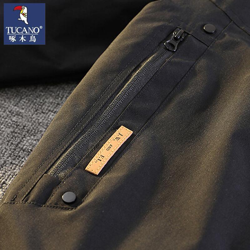 啄木鸟潮流男士2024新款立领保暖纯色潮流宽松休闲工装外套棉衣0高清大图