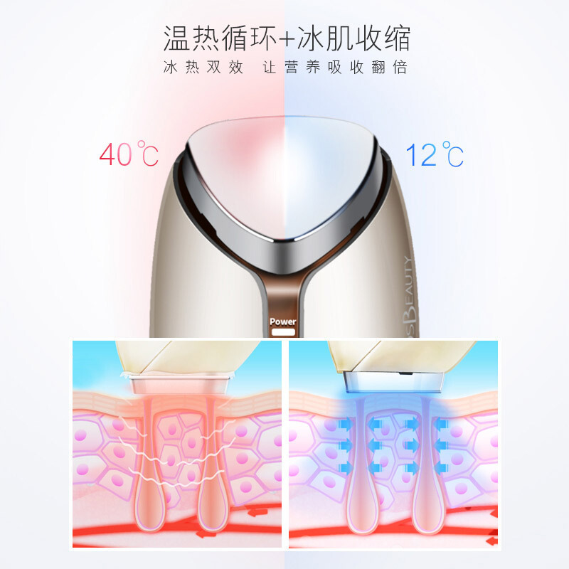 可思美(COSBEAUTY)CB-032负离子家用焕肤仪 洁面仪 冷热毛孔清洁嫩肤导入仪旗舰版 白色